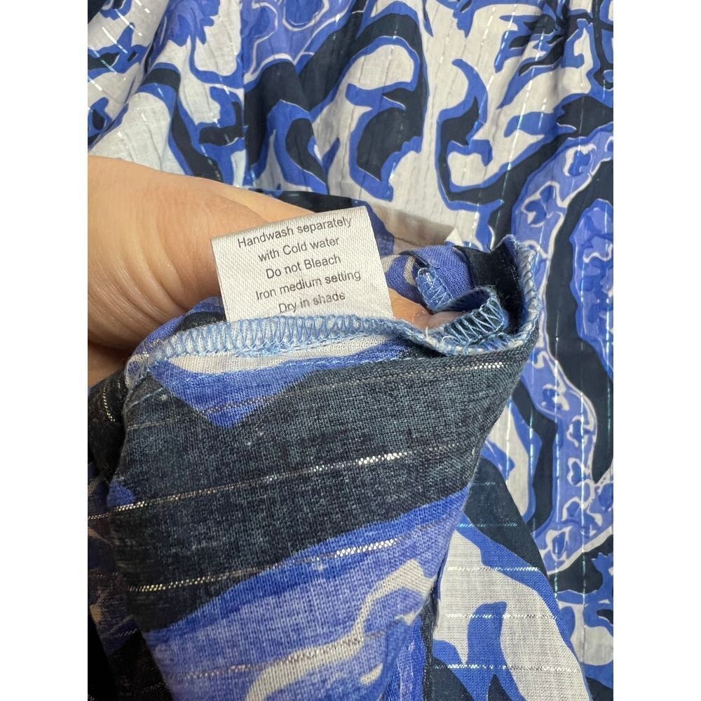 La Plage Blue Ruthie Ruffle Top Sz. M - Picture 6 of 6